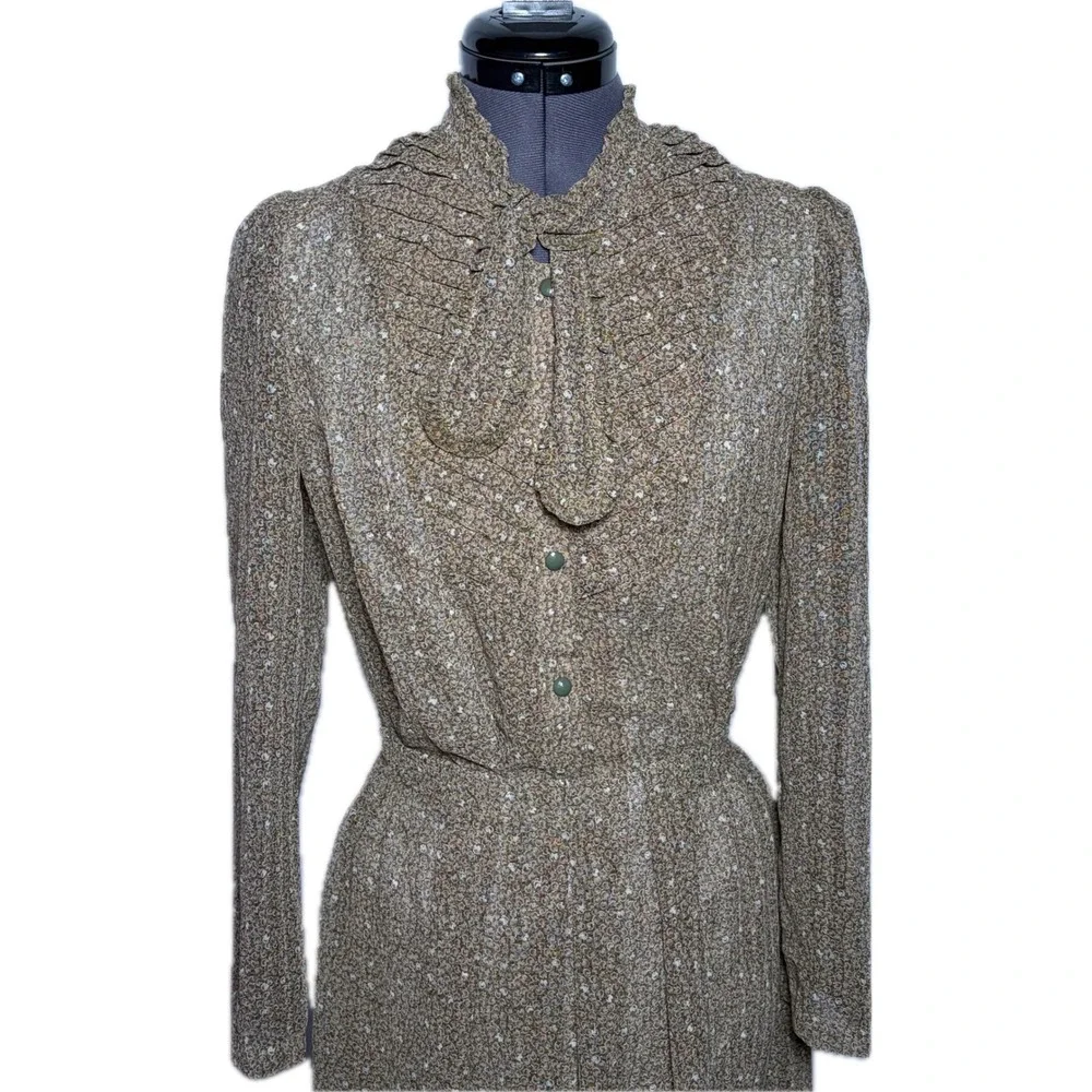 Vtg 70s 80s Prairie Secretary Dress Set Cottagecore Brown Floral 36-28-38 ODOR